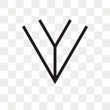 Saydam arka plan üzerinde aşağı izole ok vektör simgesi 