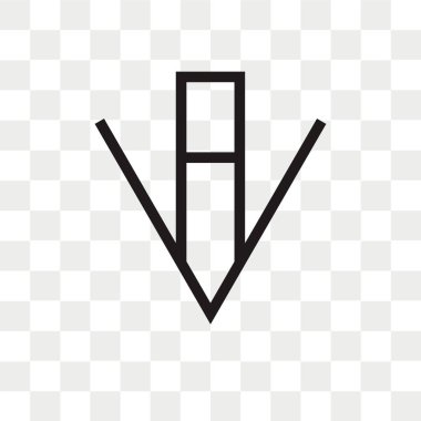 Saydam arka plan üzerinde aşağı izole ok vektör simgesi 