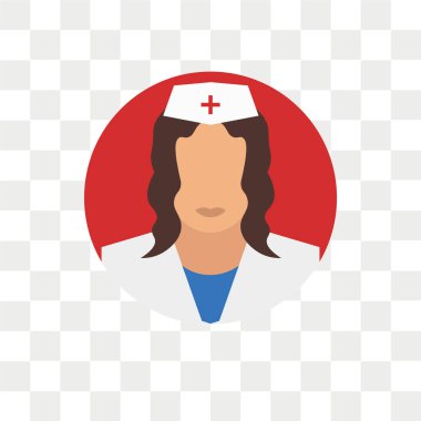 Saydam arka plan üzerinde hemşire logo izole hemşire vektör simgesi