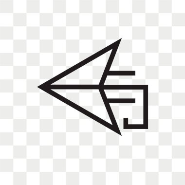 Saydam arka plan üzerinde sol izole sol ok vektör simgesi 