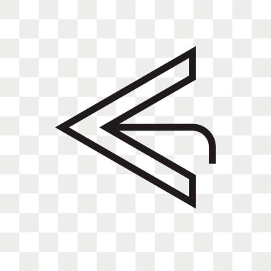 Saydam arka plan üzerinde sol izole sol ok vektör simgesi 