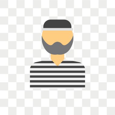 Saydam arka plan üzerinde Prisone izole mahkum vektör simgesi