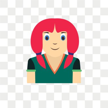 Kız çocuk avatar vektör simgesi üzerinde şeffaf arka plan izole, 