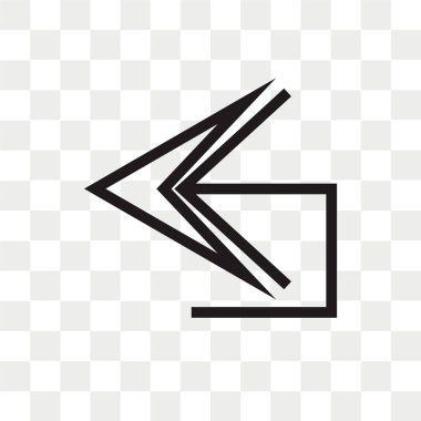 Saydam arka plan üzerinde sol izole sol ok vektör simgesi 