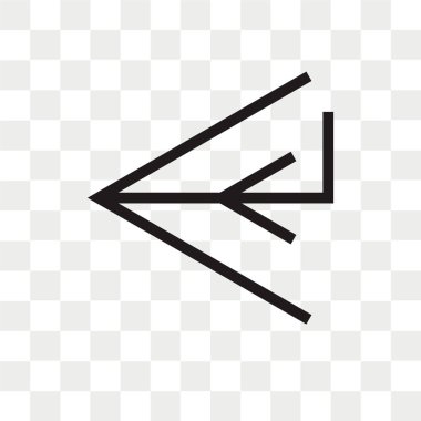 Saydam arka plan üzerinde sol izole sol ok vektör simgesi 