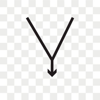 Saydam arka plan üzerinde aşağı izole ok vektör simgesi 