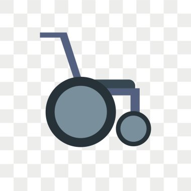 Saydam arka plan üzerinde tekerlek izole tekerlekli sandalye vektör simgesi