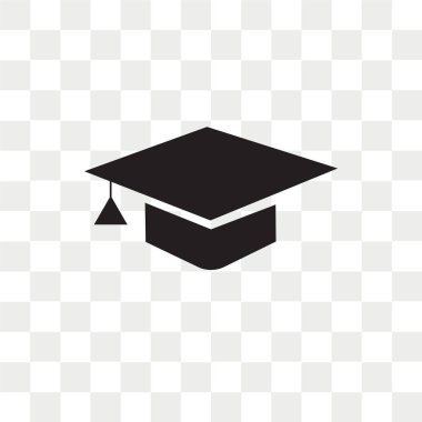 Saydam arka plan üzerinde G izole mezuniyet Cap vektör simgesi