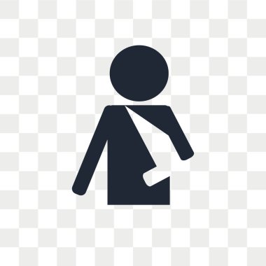 Saydam arka plan üzerinde Broke izole kırık kol vektör simgesi