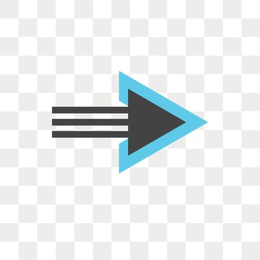 Saydam arka plan üzerinde Righ izole sağ ok vektör simgesi