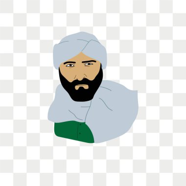 Saydam arka plan üzerinde Arap adam yüz logo tasarımı izole Arap adam yüz vektör simgesi