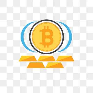 Saydam arka plan üzerinde Bitcoin izole Bitcoin vektör simgesi 