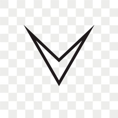 Saydam arka plan üzerinde aşağı izole ok vektör simgesi 