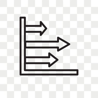 Saydam arka plan üzerinde L izole sol hizalama vektör simgesi