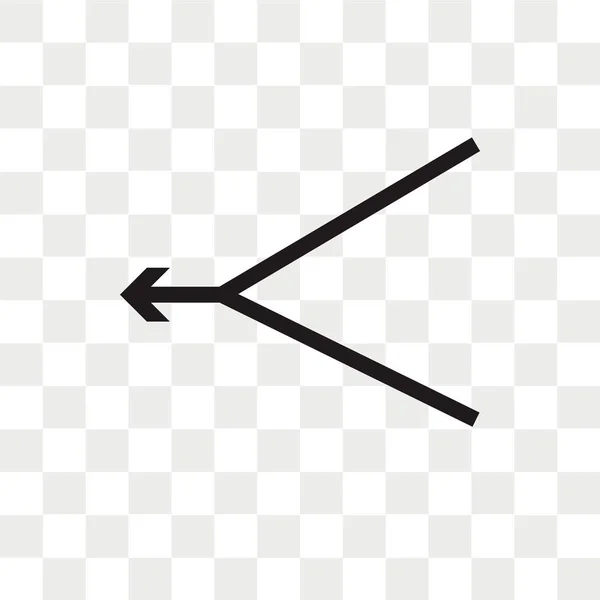 Значок левого вектора стрелки выделен на прозрачном фоне, слева — стоковый вектор