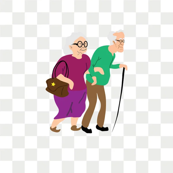 Healthy active lifestyle retiree for grandparents. Elderly people characters. Grandparents family vector icon isolated on transparent background, Healthy active lifestyle retiree for grandparents. Eld — Stock Vector