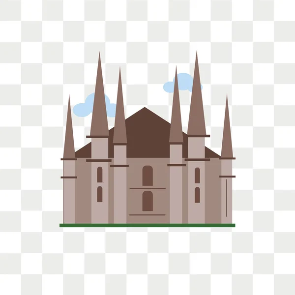 Milan katedral vektör simgesi üzerinde şeffaf arka plan izole, — Stok Vektör