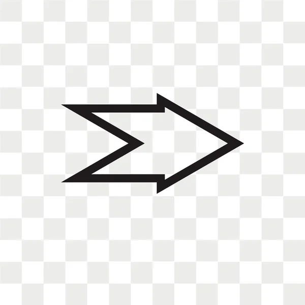 Pfeil-Vektor-Symbol rechts isoliert auf transparentem Hintergrund, rechts — Stockvektor