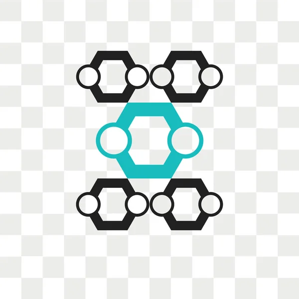 Sexkantiga sammankopplingar vektor ikonen isolerad på transparent b — Stock vektor
