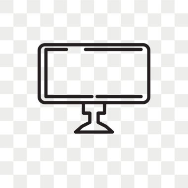 Vektör simgesi üzerinde şeffaf arka plan, izole monitör 