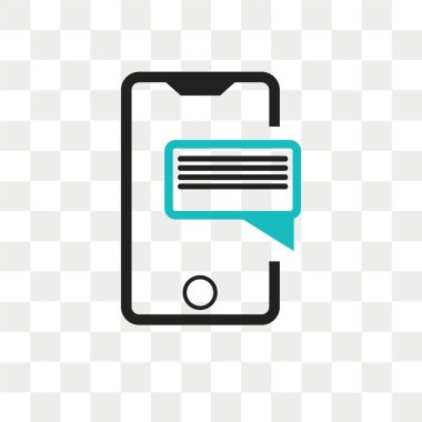 Cep telefonu metin veri vektör simgesi üzerinde şeffaf backg izole