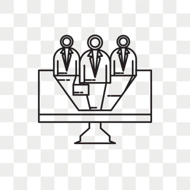 Vektör simgesi üzerinde şeffaf arka plan, izole monitör 