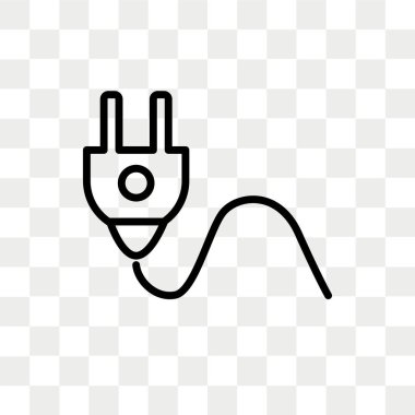 Saydam arka plan üzerinde fişi logo tasarımı izole güç tak vektör simgesi