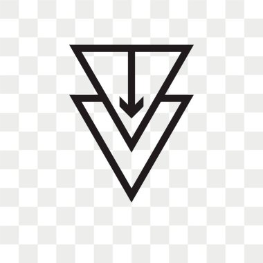 Saydam arka plan üzerinde aşağı izole ok vektör simgesi 