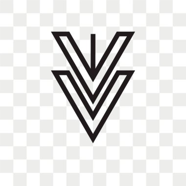 Saydam arka plan üzerinde aşağı izole ok vektör simgesi 