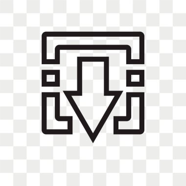 Saydam arka plan üzerinde aşağı izole ok vektör simgesi 