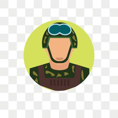 Saydam arka plan üzerinde asker izole asker vektör simgesi 