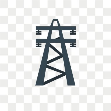 Saydam arka plan üzerinde E izole elektrik Kulesi vektör simgesi