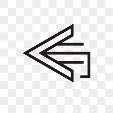 Saydam arka plan üzerinde sol izole sol ok vektör simgesi 