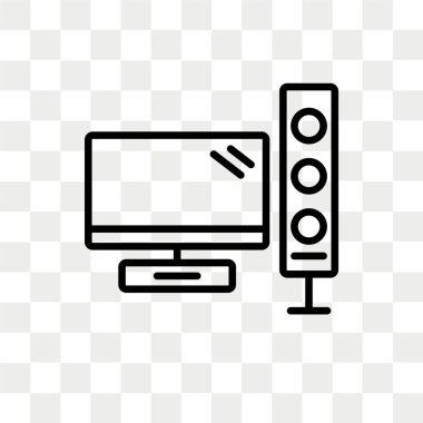 Saydam arka plan üzerinde ev sineması logo tasarımı izole home Cinema vektör simgesi