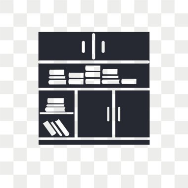 Saydam arka plan üzerinde Booksh izole bookshelf vektör simgesi