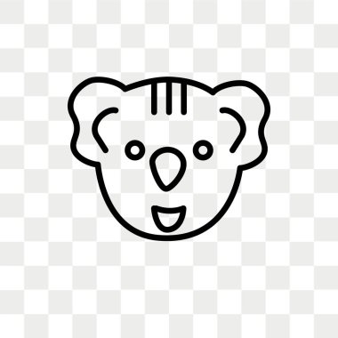 Saydam arka plan üzerinde Koala logo tasarımı izole koala vektör simgesi