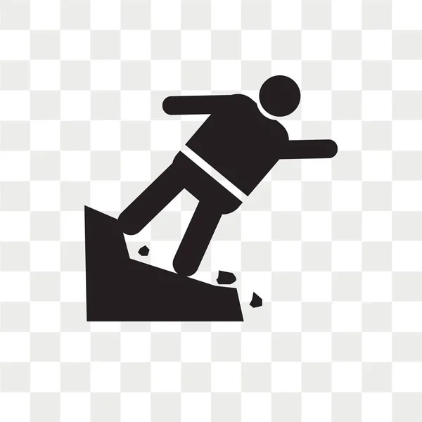 Man Falling Off a Precipice vector icono aislado en transparente — Vector de stock