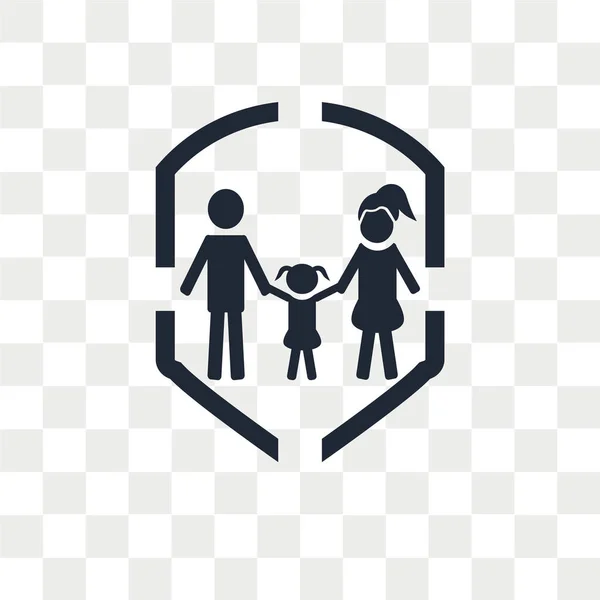 Icono de vector de seguro familiar aislado sobre fondo transparente , — Vector de stock