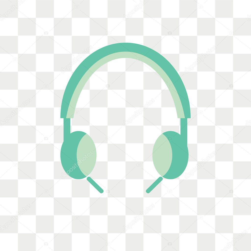 Headphones vector icon isolated on transparent background, Headp