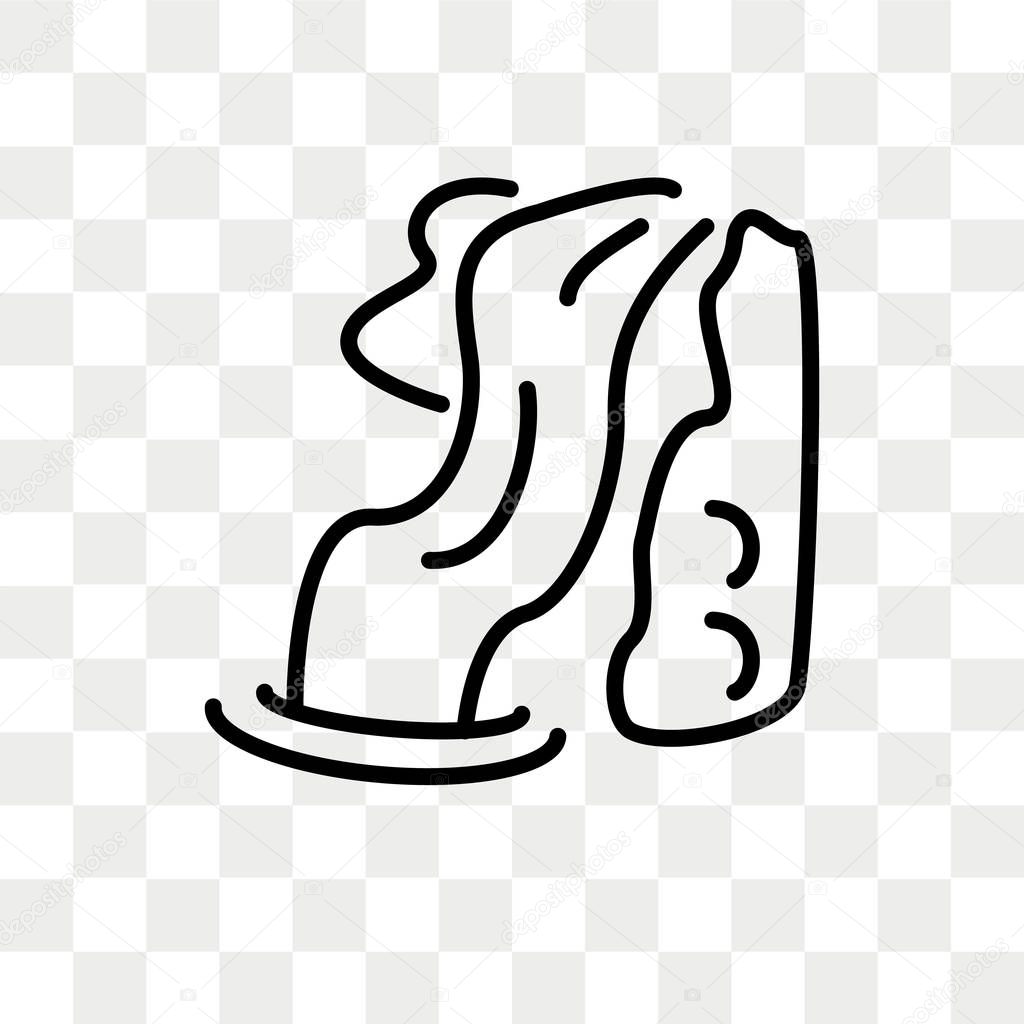 Waterfall vector icon isolated on transparent background, Waterfall logo concept