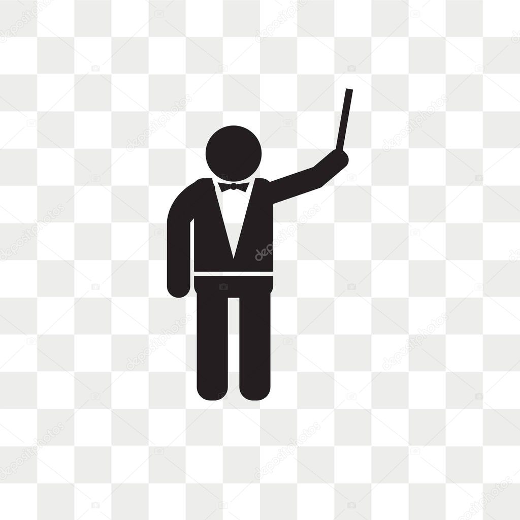 Orchestra director vector icon isolated on transparent backgroun