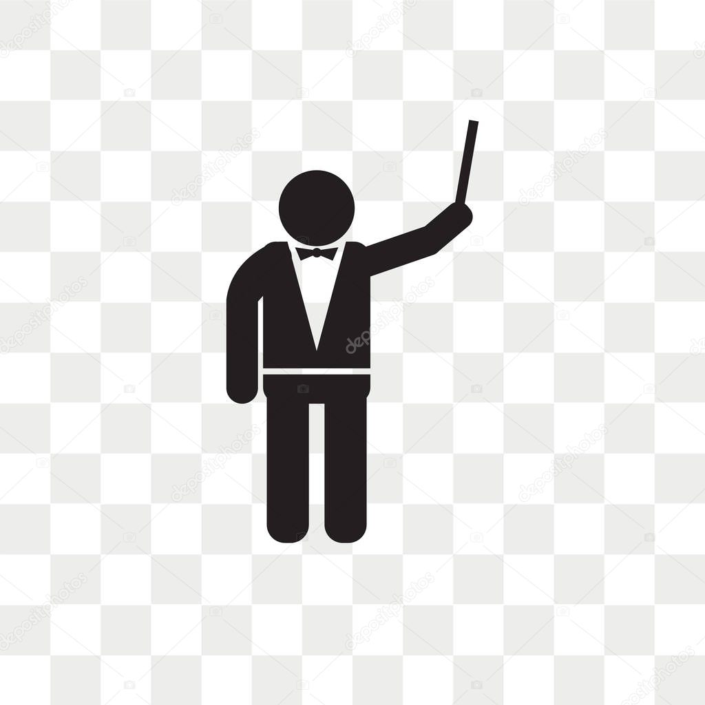 Orchestra director vector icon isolated on transparent background, Orchestra director logo concept