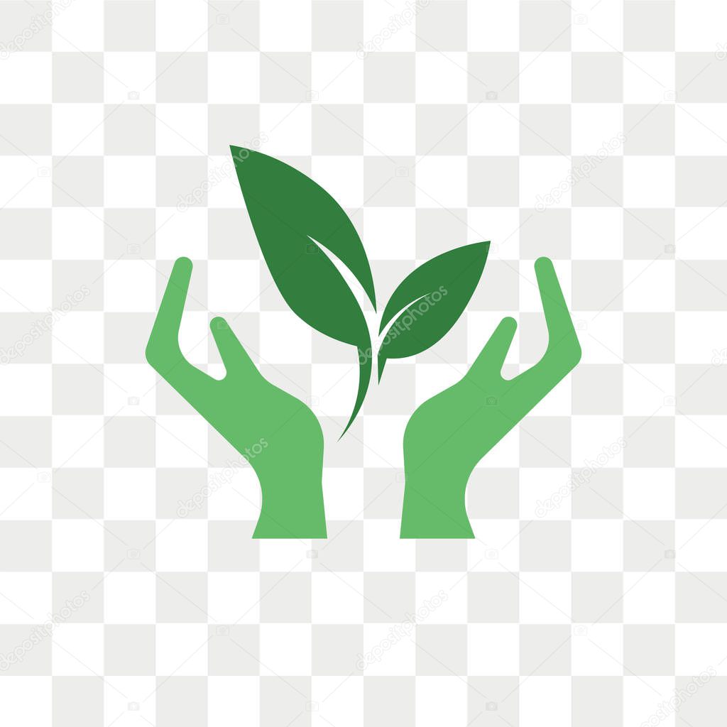 Ecology vector icon isolated on transparent background, Ecology logo concept