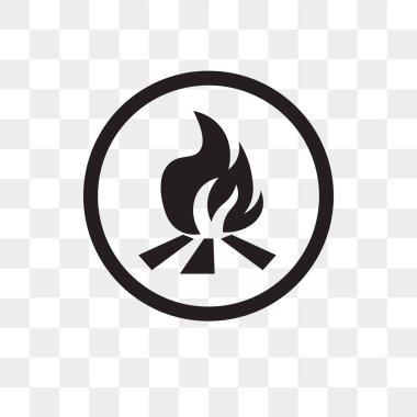 Saydam arka plan üzerinde izole kamp şenlik ateşi vektör simgesi, 