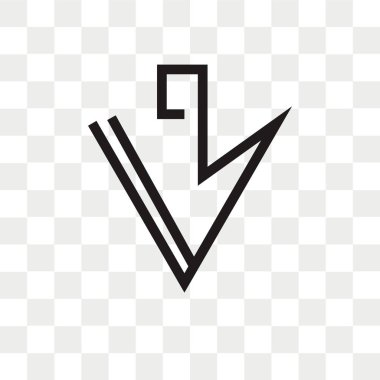 Saydam arka plan üzerinde aşağı izole ok vektör simgesi 