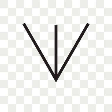 Saydam arka plan üzerinde aşağı izole ok vektör simgesi 