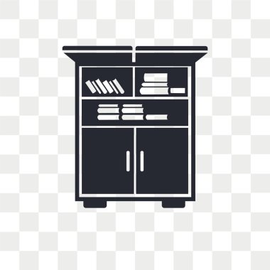Saydam arka plan üzerinde Booksh izole bookshelf vektör simgesi