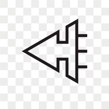 Saydam arka plan üzerinde sol izole sol ok vektör simgesi 