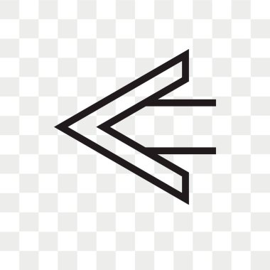 Saydam arka plan üzerinde sol izole sol ok vektör simgesi 