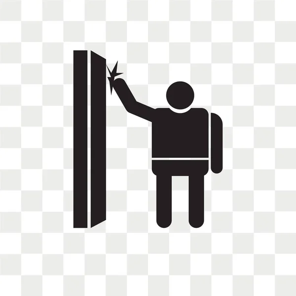 Man een deur vector pictogram geïsoleerd op transparante CHTERGRO kloppen — Stockvector